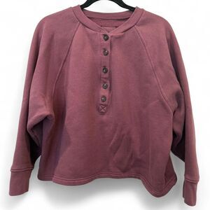 Madewell MWL Betterterry Henley Sweatshirt in burgundy Size M